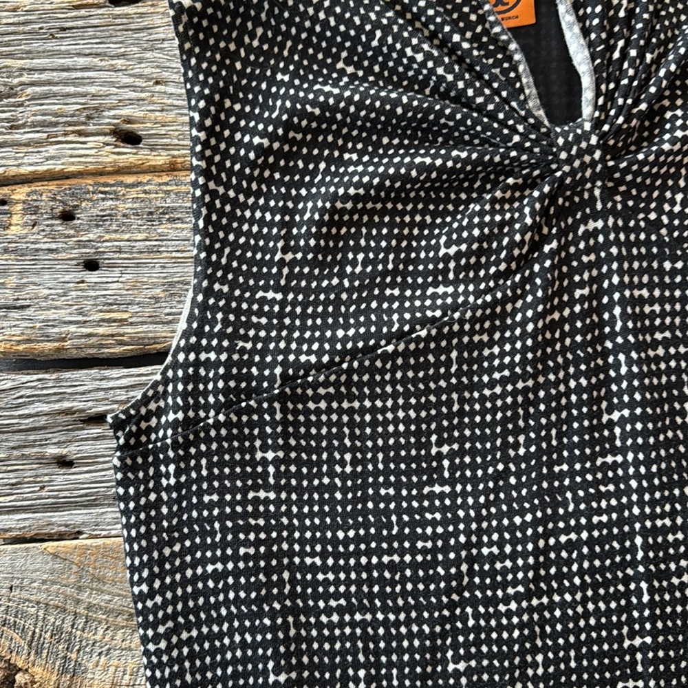 Tory Burch Black and Cream Sleeveless Wool Jersey Dress Size Large - Picture 3 of 13